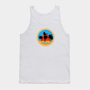 Hula Girl Dancing the Hula with Sunset Color Wht Tank Top